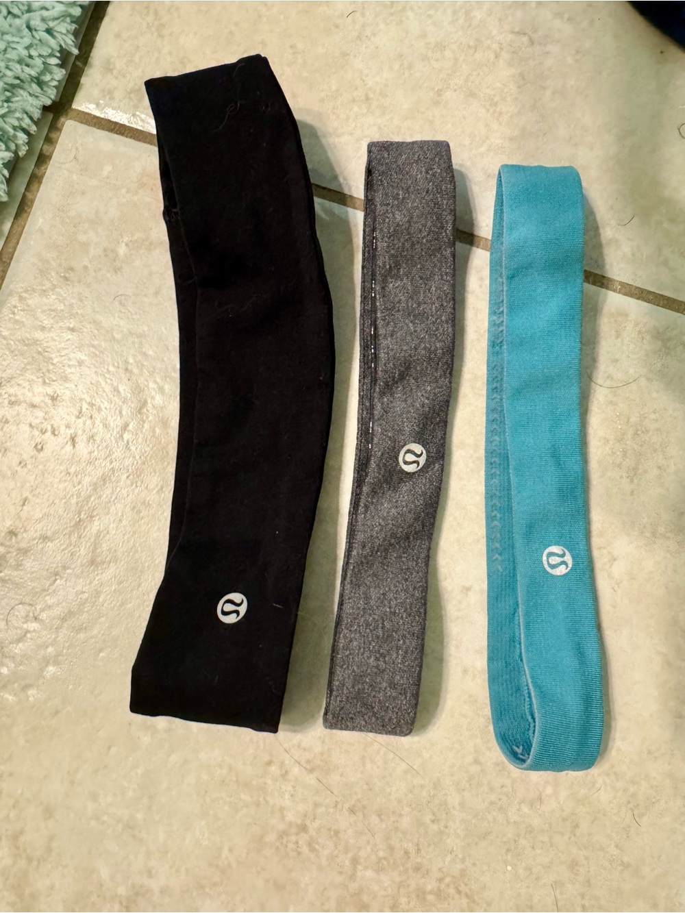 Lululemon Headband Bundle Lot of 3 Grip Running Yoga Black Gray Blue